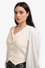 A.L.C. Cream Linen Blend Wide Vest Size 10