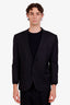 Blazer droit en pure laine bleu marine à fines rayures, Dolce & Gabbana, taille 54 homme