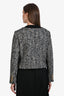 Celine Grey/Black Wool Shoulder Padded Trim Detail Blazer Size 34