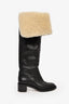 Celine Black Leather Shearling Lined Tall Boots Size 39