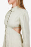 Jacquemus Green Cotton Linen Blend Button Down Open Back Midi Dress Size 40