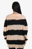 Acne Studios Black/Beige Mohair Blend Knit 'Kantonia' Striped Distressed Crewneck Sweater Size L