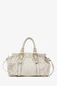 Miu Miu Cream Leather Vitello Shine Gathered Tote with Strap