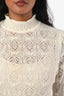 See by Chloe Cream Crochet Alpaca Wool Knit Turtleneck Sweater Size L