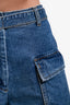 Sacai 2023 Blue Denim Distressed Hem Belted Cargo Shorts Size 4