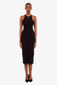 Off-White Black Cotton Ribbed Logo Maxi Dress Size 40