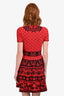 Alexander McQueen Red/Black Viscose Blend Jacquard Floral SS Dress Size XS