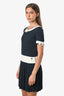 Pre-loved Chanel™ 2014 Blue/White Knit Waist Band Bow Detail SS Mini Dress Size 40