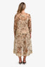 Uma Wang Brown/Green Sheer Floral Long Sleeve Maxi Dress With Slip Size M