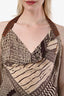 Dries Van Noten Cream/Brown Silk Patterned Halter Top Size 40