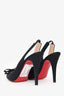 Christian Louboutin Black Satin 'Nooka 100' Slingback Pumps Size 37