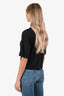 Frame Black Linen Cropped T-Shirt Size S