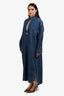 Valentino Blue Denim Long Sleeve 'V' Cut-Out Maxi Dress Size 44