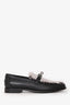 Hermès Black Leather Canvas 'Destin' Loafers Size 37