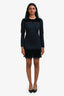 Sandro Navy Velvet Lace Embellished Long Sleeve Mini Dress Size 0