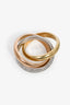 Cartier 18K Yellow/Rose Gold Pavé Diamond Trinity Ring Classic Model Size 51 6