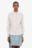 Saint Laurent White Striped Logo Embroidered Cassandre Button Down Shirt Size 36