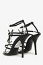 Saint Laurent Black Leather Antique Gold Cassandra Sandal Heels Size 36.5