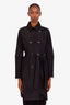 Mackage Black Lambskin Collar Trench Coat Size S