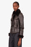 Louis Vuitton Brown Lambskin Fur Toggle Closure Jacket Size 34