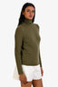 Wolford Olive Green Cotton Velvet Turtleneck Top Size M