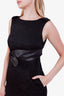 Pre-loved Chanel™ Black Wool Silk Belted Sleeveless Midi Dress Size 40
