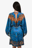 Etro Blue/Orange Paisley Print Long Sleeve Knee Length Dress Size 40