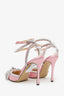 Mach & Mach Pink Satin Crystal Pointed Heels Size 39.5