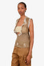 Pre-loved Chanel™ 2003 Green Fur Silk Sheer Tank Size 38