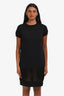 Sacai Luck Black/Navy Striped Short Sleeve Dress Size 3