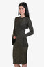 Frame Black/Gold Knit 'Godet Lurex' Bell Sleeve Dress Size XS