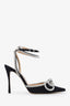 Mach & Mach Black Glitter Crystal Bow Heels Size 39