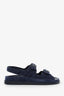 Pre-loved Chanel™ Blue Velvet Velcro CC Dad Sandals Size 39
