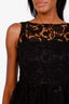 Prada Black Floral Lace Appliqué Midi Dress Size 40