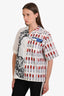 Prada 2018 White Multicolour Cotton Lipstick Print Button Down Shirt Size 38