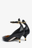 Valentino Black Leather Studded Gold-Tone Ankle Strap Pumps Size 37