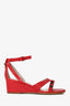 Balenciaga Red Leather Studded Wedges Size 37