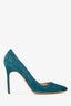 Manolo Blahnik Teal Suede Heels Size 38