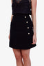 Gucci Black Wool Blend Pearl Button Skirt Size 38