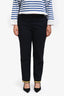 Pre-loved Chanel™ 2019 Navy Blue Tweed Trousers with Yellow Logo Ribbon Trim Size 42