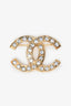 Pre-loved Chanel™ F21 Gold Tone Baguette Crystal CC Brooch Silver