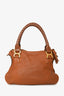Chloe Brown Leather Medium Marcie Shoulder Bag with Strap