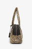 Olive/Brown Leather & Lizard Trim Tessuto Nylon Bauletto Shoulder Bag