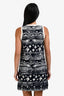 Pre-loved Chanel™ Cruise 2018 Navy Blue/White Jacquard Knit Sleeveless Mini Dress Size 36