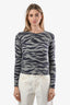 See By Chloe Grey/Navy Wool Alpaca Zebra Print Sweater Size XS