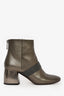 Brunello Cucinelli Grey Leather Metallic Beaded Ankle Boots Size 36