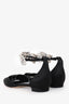 Manolo Blahnik Black Silk Embellishment D'Orsay Flats Size 36.5