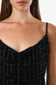 Balmain Black Devoré-Velvet Monogram Mini Slip Dress Size 34