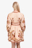 Zimmermann Pink/Yellow Linen Floral Cassia Midi Dress Size 1