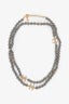 Pre-loved Chanel™ 2024 Grey Gold Tone Faux Pearls Strass CC Logo Long Necklace